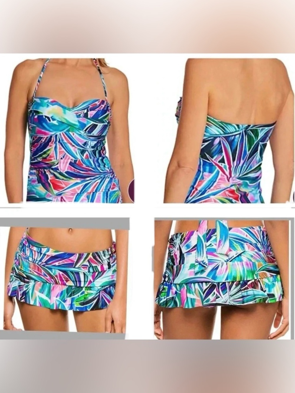 La Blanca Palm Opulence Twist Bandini Top & Skirted Ruffle Hipster Bikini Bottom